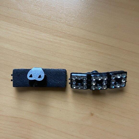 Evan Picone Vintage Black Velvet & Satin Shoes with Detachable Rhinestone Clips - Picture 7 of 12